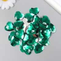 Декор для творчества пластик "Стразы сердце. Тёмно-зелёный" набор 30 шт 2,5х2,5 см