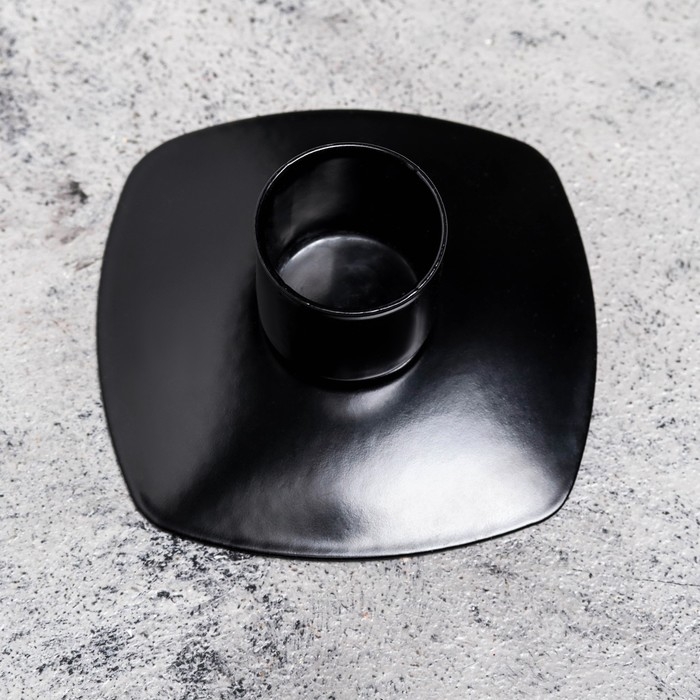 Подсвечник "Квадрат" металл на 1 свечу, 7х3 см, чёрный муар