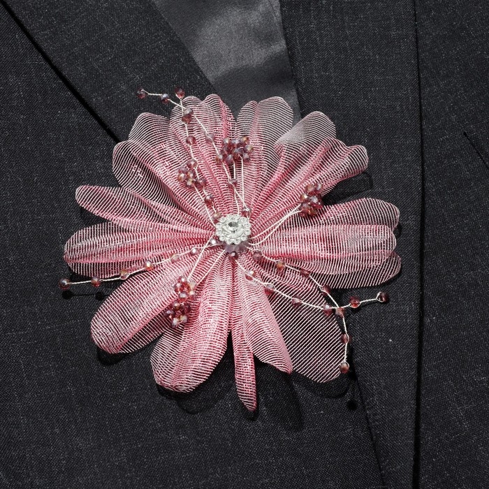 Брошь-заколка текстильная &laquo;Цветок&raquo; эхинацея, цвет бордовый