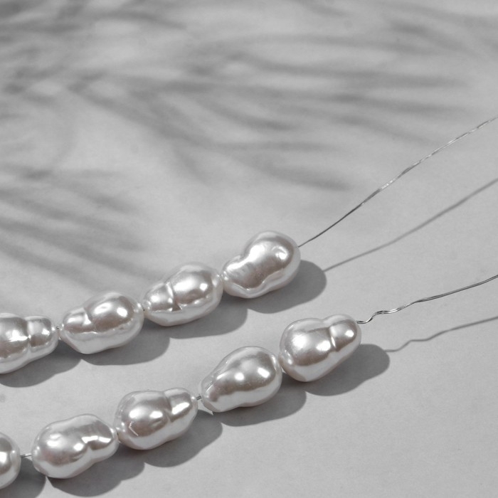 Бусины пластиковые на нити &laquo;Жемчуг&raquo; 14&times;10 мм, (набор 80 шт.), цвет белый