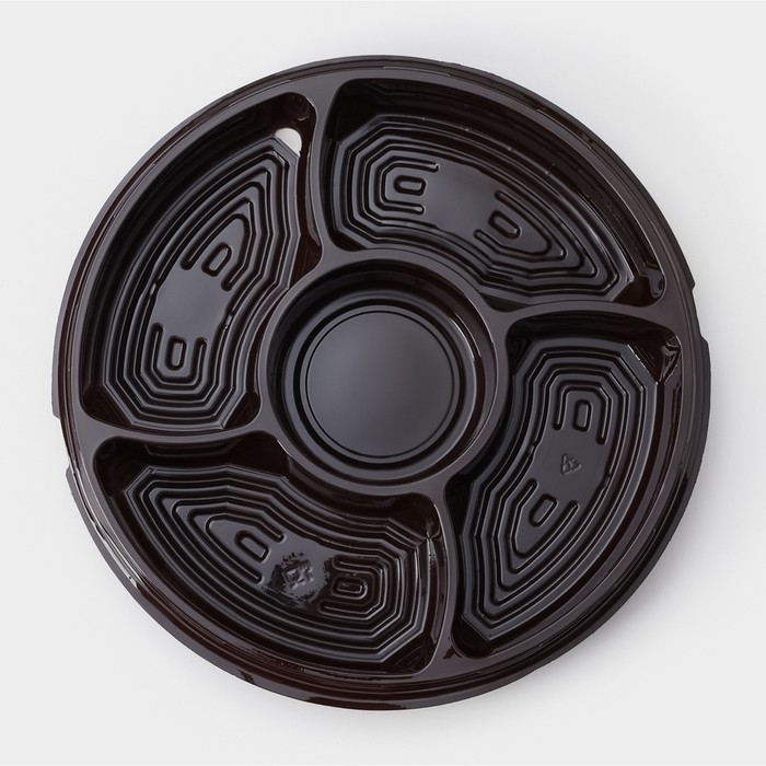 Менажница пластиковая одноразовая, d=26×4,2 см, 5 секций, дно, круглая, цвет коричневый Менажница пластиковая одноразовая, d=26×4,2 см, 5 секций, дно, круглая, цвет коричневый