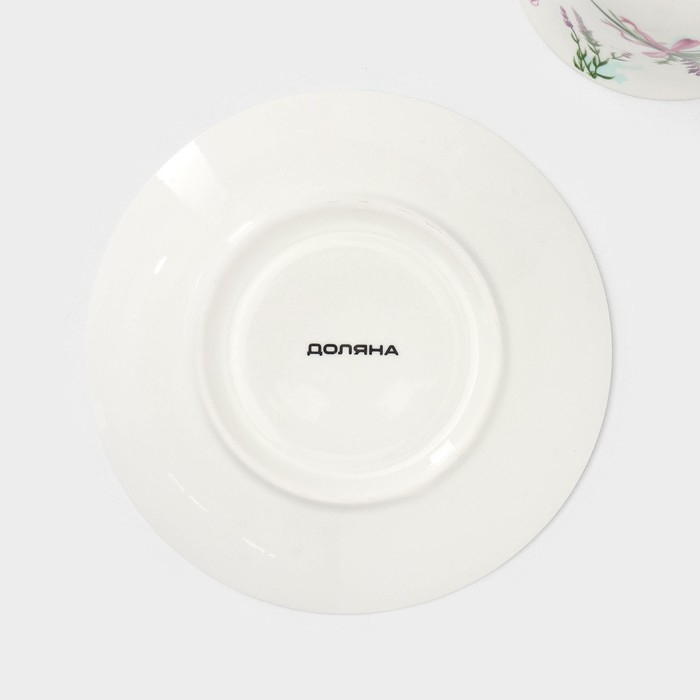 Сервиз фарфоровый чайный Доляна &laquo;Лаванда&raquo;, 12 предметов: 6 чашек 220 мл, 6 блюдец d=14 см