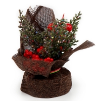 Новогодняя композиция &laquo;Веточки с рябиной и шишками&raquo; 12 &times; 12 &times; 18 см