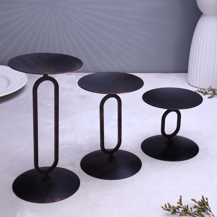 Набор подсвечников 10х20; 10х15; 10х10 см, чёрный