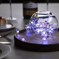 Гирлянда &laquo;Нить&raquo; 2 м роса с насадками &laquo;Снеговик&raquo;, IP20, серебристая нить, 20 LED, 2 режима, батарейки ААх2 (нет в комплекте), свечение белое