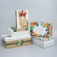 Набор подарочных коробок 5 в 1 &laquo;Новогодний&raquo;, 22 х 14 х 8.5 ‒ 32.5 х 20 х 12.5 см, Новый год