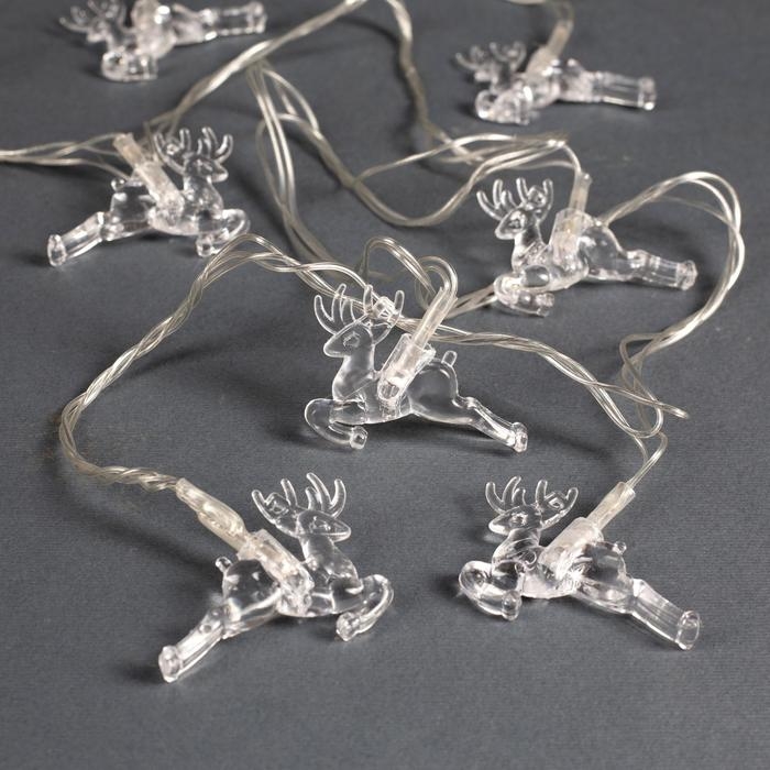 Гирлянда &laquo;Нить&raquo; 5 м с насадками &laquo;Олени&raquo;, IP20, прозрачная нить, 20 LED, свечение мульти (RG/RB), мигание, 220 В