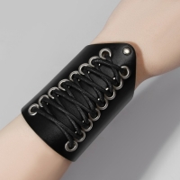 Браслет кожа &laquo;Манжета&raquo; на шнуровке, средний, цвет серебряно-чёрный,