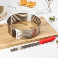 Набор кондитерский Доляна, 2 предмета: форма для выпечки с прорезями 25-30×8 см, нож для бисквита Набор кондитерский Доляна, 2 предмета: форма для выпечки с прорезями 25-30×8 см, нож для бисквита