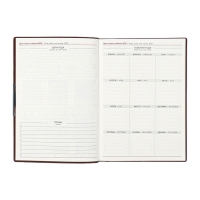 Еженедельник датир 2025г мягк обл иск кож А6+ 80л ESCALADA, тис ф, кр бл 70 г/м&sup2;, кор-ый