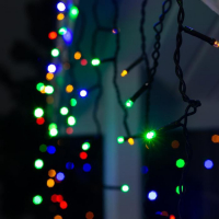 Гирлянда &laquo;Бахрома&raquo; 3 &times; 0.6 м, IP44, УМС, тёмная нить, 160 LED, свечение мульти, 220 В