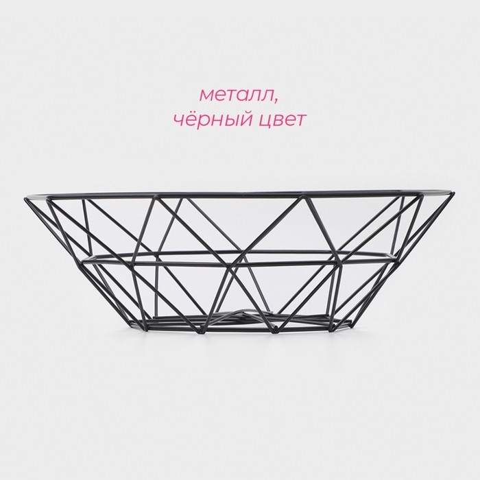 Фруктовница Доляна &laquo;Геометрия&raquo;, 26&times;26&times;8 см, цвет чёрный