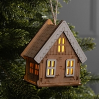 Подвеска световая "Бежевый домик", 10.5х5.5х11 см, 1 LED, AG10x3 (в компл.), свечение тёплое белое Подвеска световая "Бежевый домик", 10.5х5.5х11 см, 1 LED, AG10x3 (в компл.), свечение тёплое белое