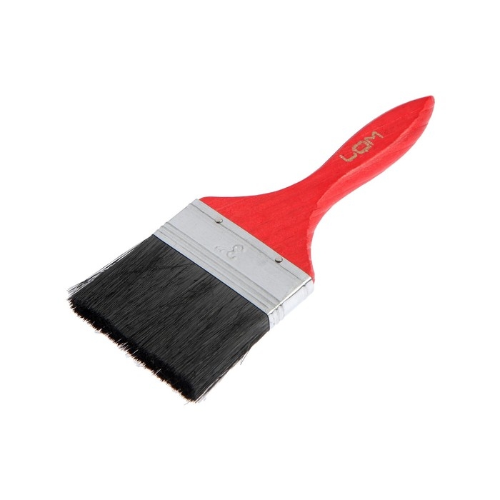 Кисть плоская ЛОМ, смешанная щетина, деревянная рукоятка, 3", 75 мм