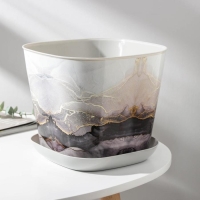 Горшок с поддоном &laquo;Мрамор&raquo;, 5 л, цвет светло-серый