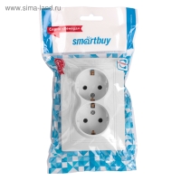 Розетка Smartbuy "Венера", двухместная, керамика, 16 А , с заземлением, белая Розетка Smartbuy "Венера", двухместная, керамика, 16 А , с заземлением, белая