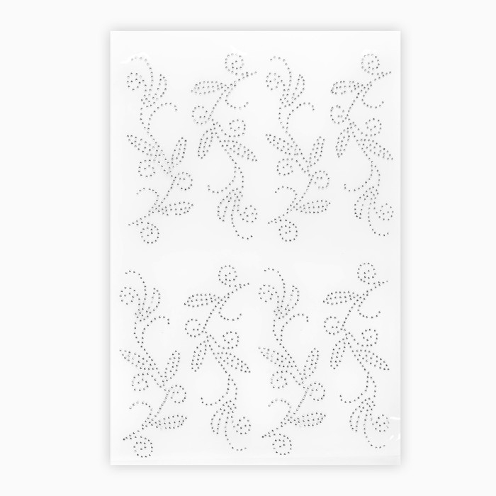 Термоаппликация из страз &laquo;Узор&raquo;, 15 &times; 5,7 см, 8 шт на листе, цвет белый