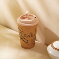 Стакан для кофе с крышкой SL Home &laquo;Тира&raquo;, пробковый, 350 мл, 9,5&times;9,5&times;14,5 см, цвет бежевый