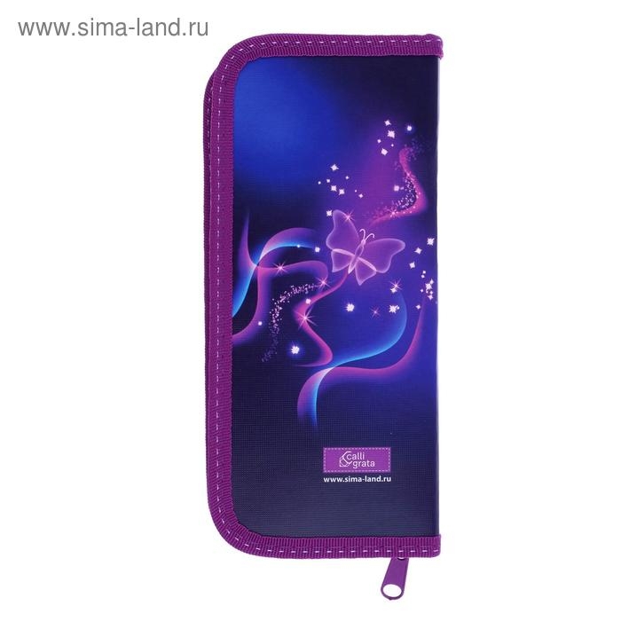 Пенал 1 секция, 90 х 195 х 25 мм, Calligrata Пенал 1 секция, 90 х 195 х 25 мм, Calligrata "Бабочки неоновые", ламинированный картон