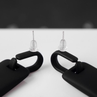 Серьги металл &laquo;Прямоугольник&raquo; плита, цвет чёрный