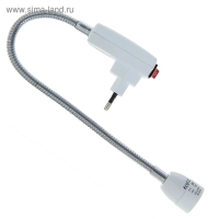 Переходник Ecola, вилка/патрон Е14, 395 &times; 45 мм, с выключателем, белый