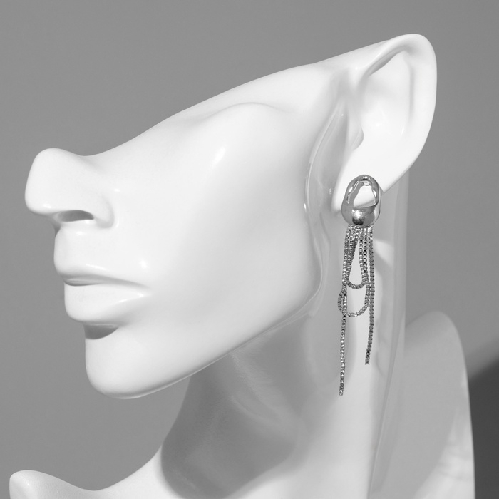 Серьги металл &laquo;Модерн&raquo; будущее, цвет серебро