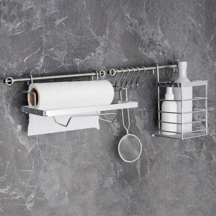 Рейлинговая система для кухни Доляна: базовый набор, 10 предметов Рейлинговая система для кухни Доляна: базовый набор, 10 предметов