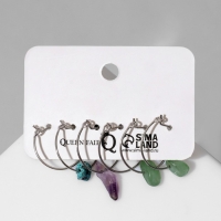 Набор серьги 3 пары &laquo;Дары&raquo;, цветной в серебре