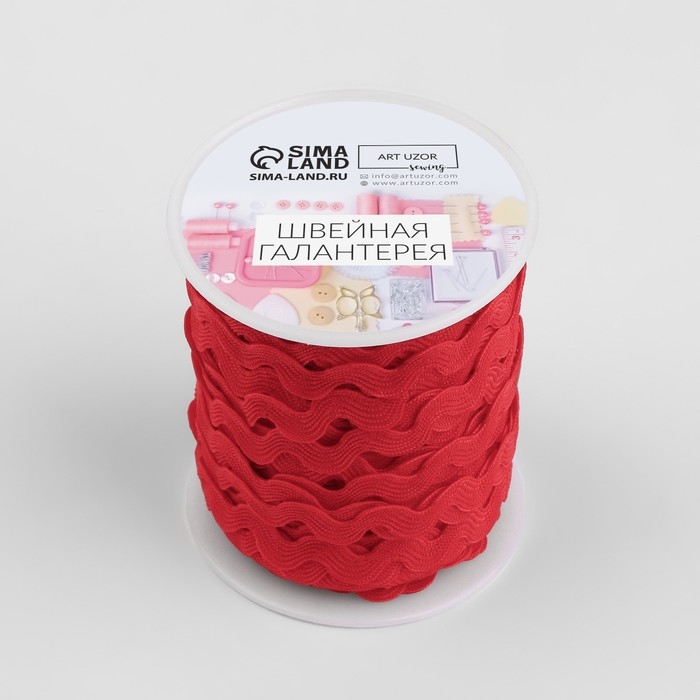 Тесьма отделочная &laquo;Вьюнчик&raquo;, 5 мм, 27 &plusmn; 1 м, цвет красный