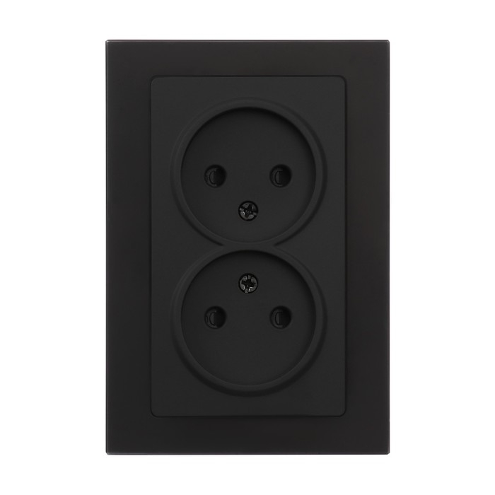 Розетка двухместная TOT Matte Glass, 10 А, скрытая, без з/к, стекло, черная Розетка двухместная TOT Matte Glass, 10 А, скрытая, без з/к, стекло, черная