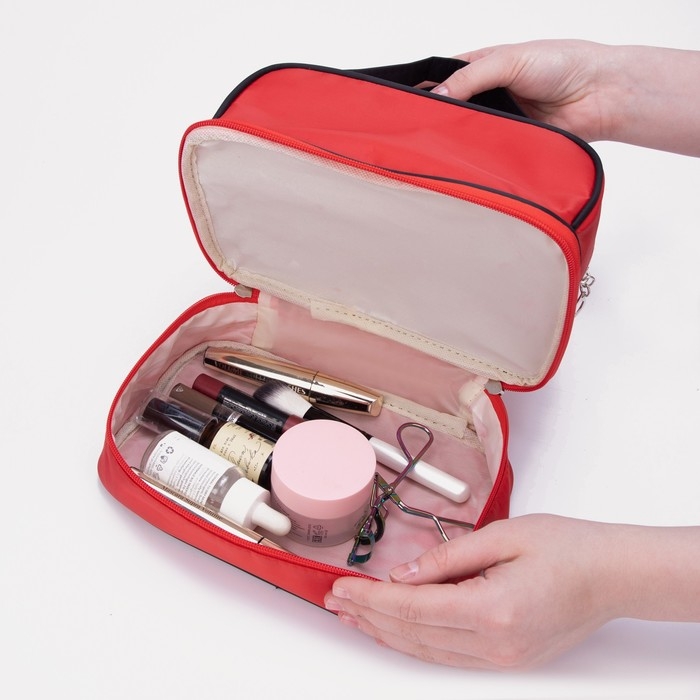 Косметичка, 2 отдела на молниях, цвет красный Косметичка, 2 отдела на молниях, цвет красный