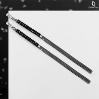 Серьги висячие со стразами &laquo;Капель&raquo; блеск, цвет бело-чёрный в сером металле, 11 см