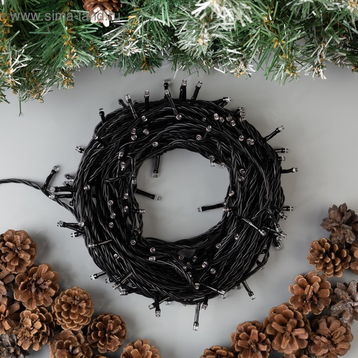 Гирлянда &laquo;Нить&raquo; 20 м, IP44, тёмная нить, 200 LED, свечение фиолетовое, 8 режимов, 220 В