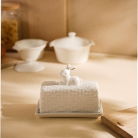 Маслёнка керамическая SL Home &laquo;Лесные кролики&raquo;, 20,5&times;11&times;15,5 см, цвет белый