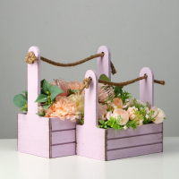 Набор кашпо деревянных 2 в 1 (25.5&times;15&times;30; 20&times;12&times;23) "Прованс", сиреневый