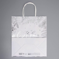 Пакет подарочный новогодний крафтовый &laquo;Серебро&raquo;, 22 х 25 х 12 см, Новый год
