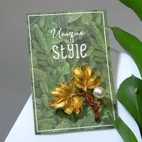 Брошь &laquo;Листья кленовые&raquo;, цветная в золоте