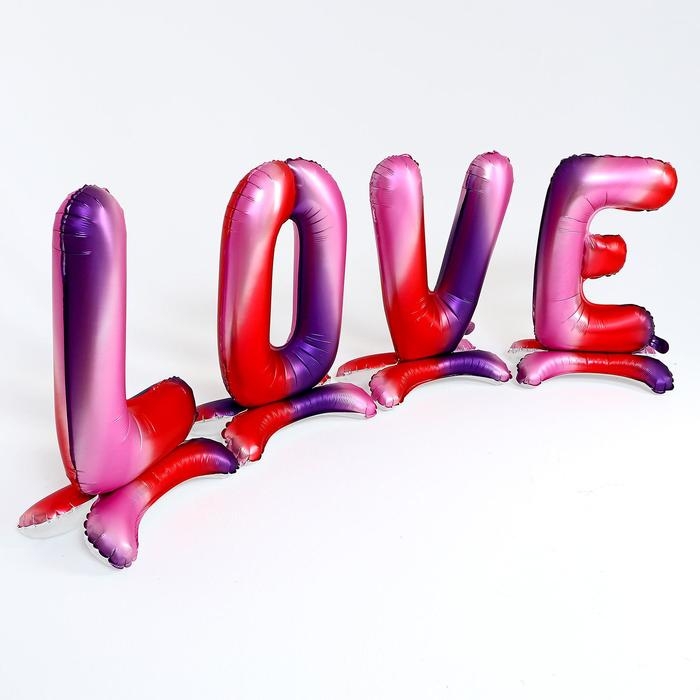 Шар фольгированный 32" LOVE, заглавные буквы, градиент, под воздух