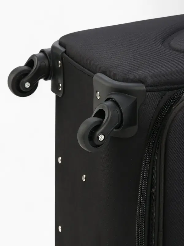 Чемодан 28", Текст, 47*29*77, отд на молнии, 2 нар/карм, увелич, код замок, 4 колеса, черный   10872