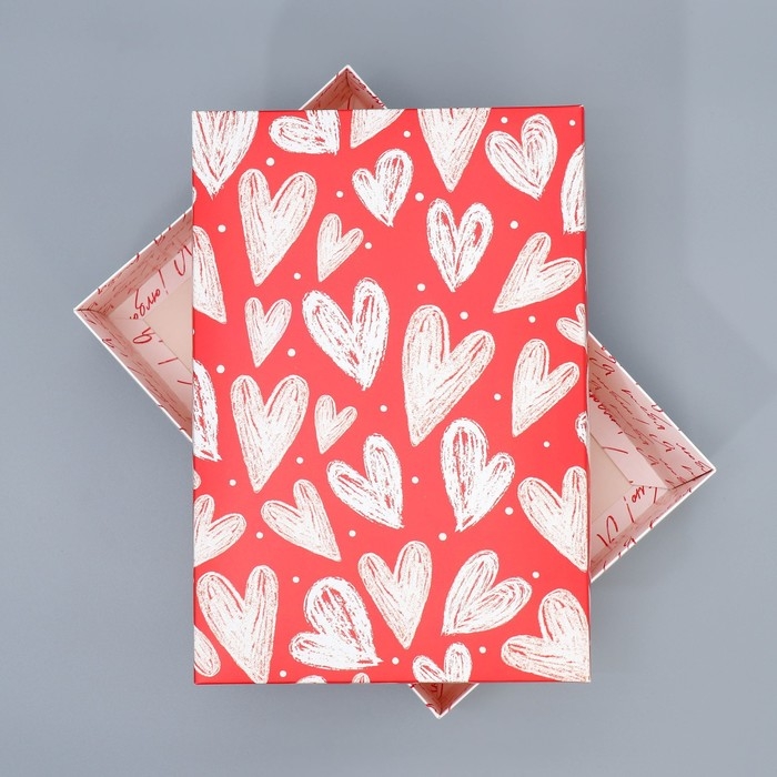 Коробка подарочная складная, упаковка, «Сердца», 30 х 20 х 9 см Коробка подарочная складная, упаковка, «Сердца», 30 х 20 х 9 см