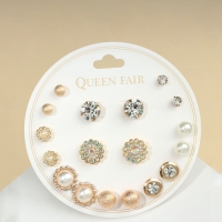 Пусеты 9 пар &laquo;Юность&raquo; цветы, цвет белый в золоте