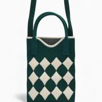 Сумка подр Ромбы, 12*4*17, отд на кнопке, дл ремень, зеленый