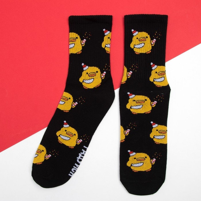 Носки новогодние мужские KAFTAN Носки новогодние мужские KAFTAN "Веселись" размер 41-44 (27-29 см), цвет чёрный