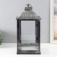 Подсвечник металл фонарь "Кружевные узоры" набор 2 шт 14х14х27 см, 20х20х40 см