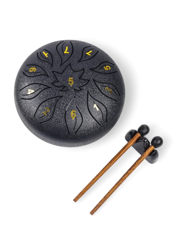 Глюкофон - музыкальный инструмент, цветок черный, 11 лепестков, 18 х 18 х 11 см Глюкофон - музыкальный инструмент, цветок черный, 11 лепестков, 18 х 18 х 11 см