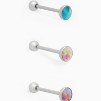 Пирсинг в язык &laquo;Штанга&raquo; чешуйка, L=2,5 см, цвет МИКС в серебре