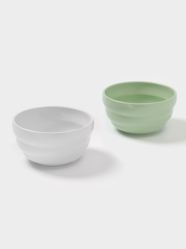 Салатники Доляна &laquo;Зефир&raquo;, 700 мл, d=15,5 см, набор 2 шт, керамика, белые, зелёные