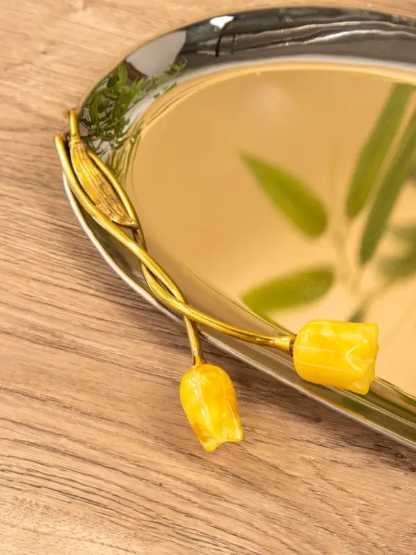 Поднос "Тюльпаны" 41х28х5 см, нержавеющая сталь