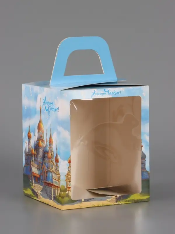 Пасхальная коробочка с окном "Русский Храм" 15 х 15 х 18 см