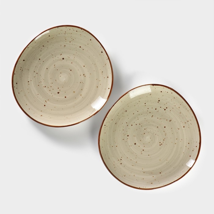 Набор тарелок фарфоровых обеденных Magistro Mediterana, 2 предмета: 31,5&times;29,7 см, цвет бежевый